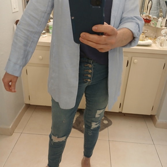 Special price! 100% Indian Linen  Baby Blue Blazer. - Picture 10 of 12